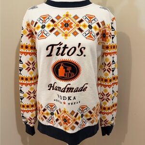 Tito’s Handmade Vodka Ugly Christmas Sweater - White and Orange